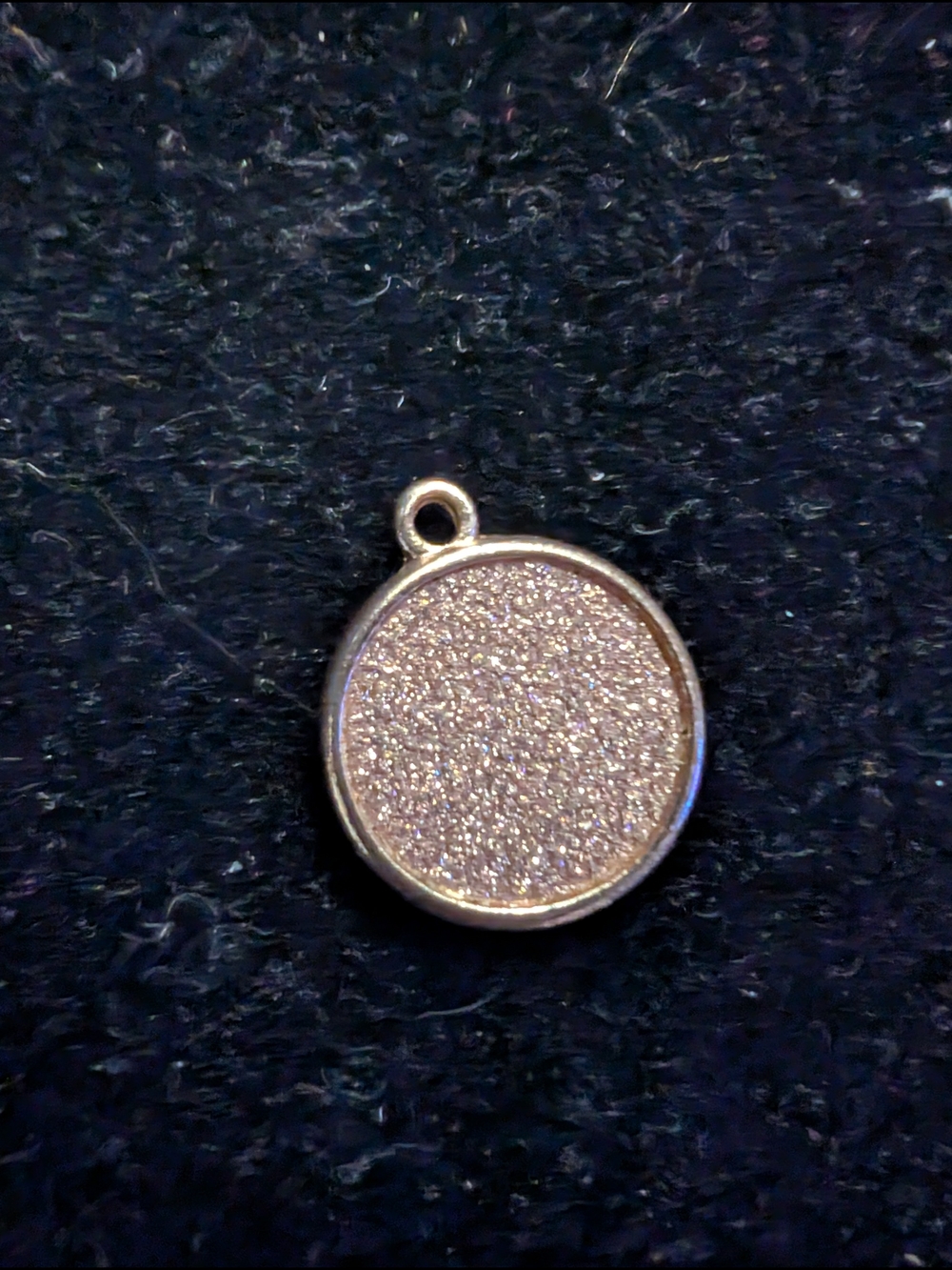 Round Glitter Disc Pendant Charm in Rose Gold